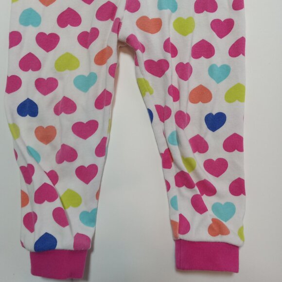George Girls Heart Pajamas PJS Size 12-18 Months Cotton Hearts Heart Pink White - Picture 2 of 6